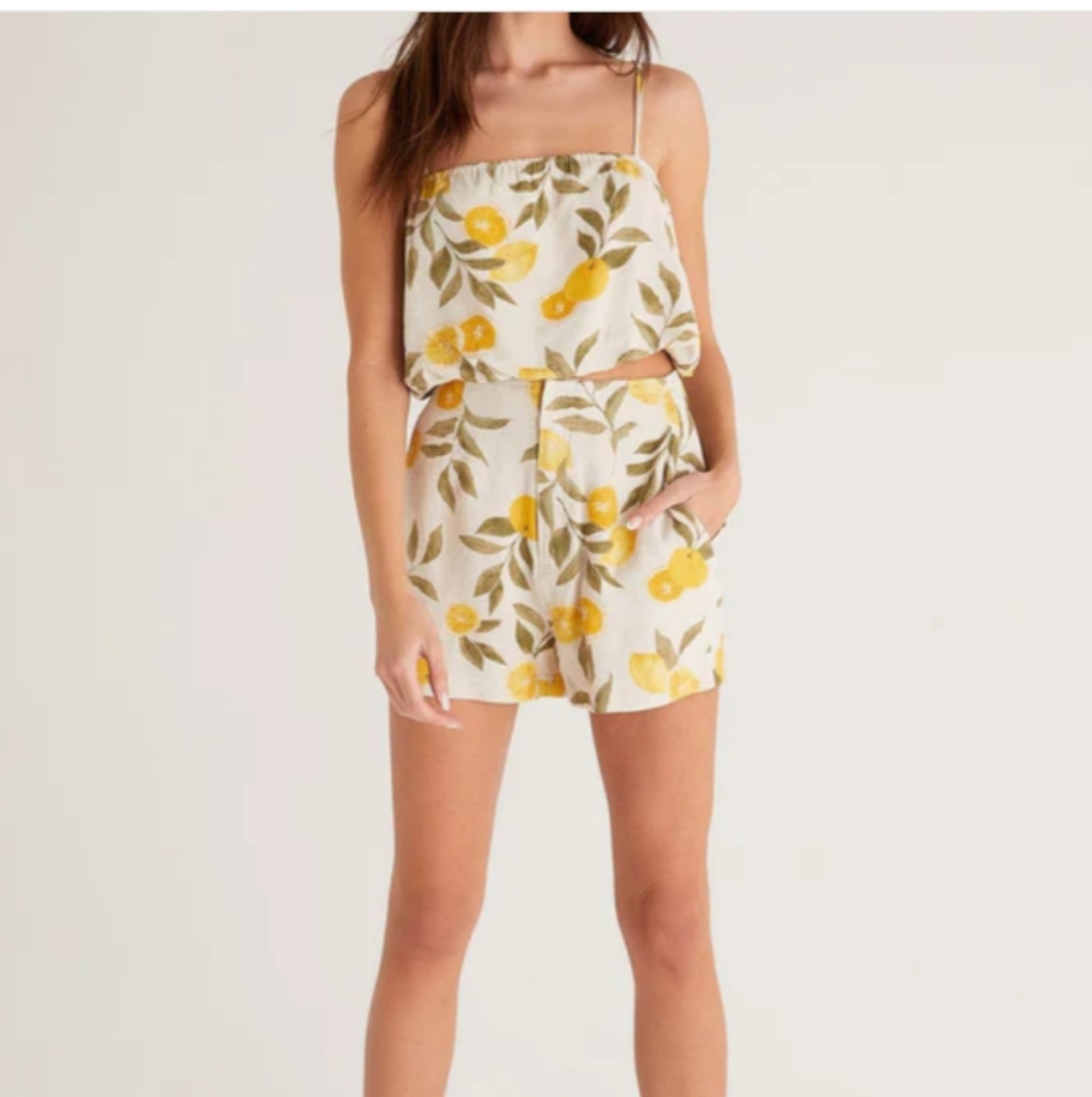 PAIGE CITRUS LINEN TANK TOP and SHORTS